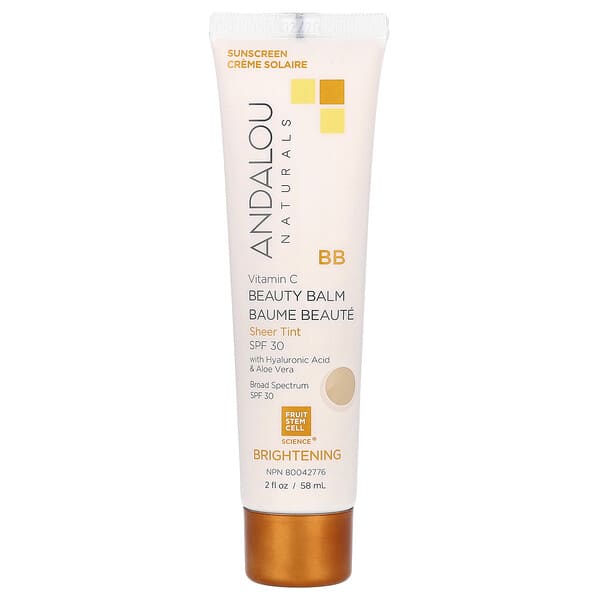 Andalou Naturals, BB 비타민 C 뷰티밤, 미백, SPF 30, 시어 틴트, 58ml(2fl oz)