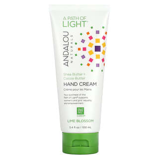 Andalou Naturals, A Path of Light, Shea Butter + Cocoa Butter Hand Cream, Lime Blossom, 3.4 fl oz (100 ml)