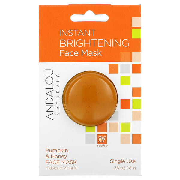 Andalou Naturals, Instant Brightening Face Mask、パンプキン＆ハニー、 0.28oz (8g)