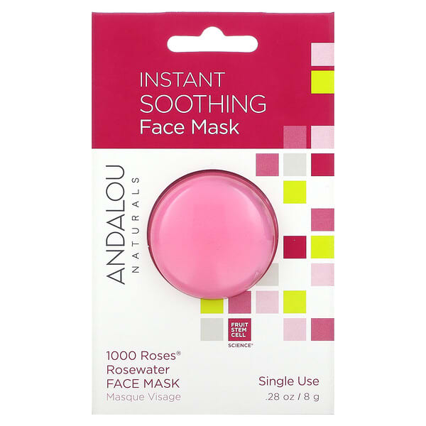 Andalou Naturals, Instant Soothing Beauty Face Mask, 1000 Roses Rosewater, 0.28 oz (8 g)