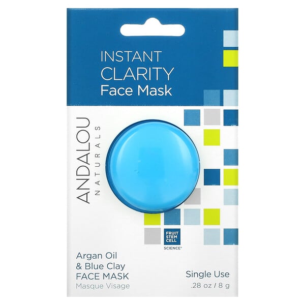 Andalou Naturals, Instant Clarity Beauty Face Mask, Argan Oil & Blue Clay, 0.28 oz (8 g)