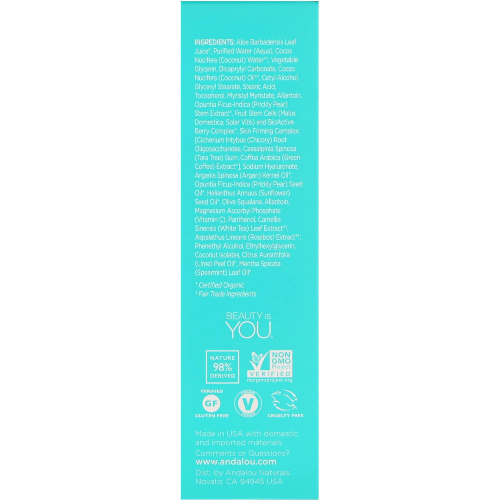 Andalou Naturals, Coconut Water, Visibly Firm Day Cream, Quenching, 1.7