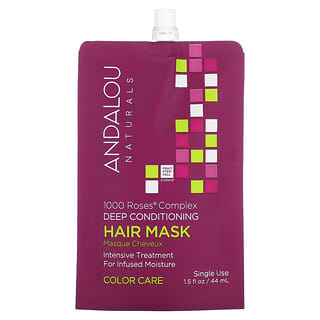 Andalou Naturals, 1000 Roses, комплексна зволожувальна маска для волосся, для фарбованого волосся, 44 мл (1,5 рідк. унції)