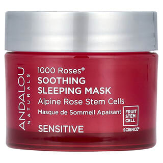 Andalou Naturals, 1000 Roses®（1000本のバラ）、スージングスリーピングビューティーマスク、敏感肌用、50ml（1.7液量オンス）