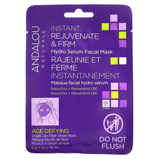 Andalou Naturals, Instant Rejuvenate & Firm, Hydro Serum Beauty Facial Mask, verjüngende und feste Hydro-Serum-Gesichtsmaske, 1 Fasertuch, 18 ml (0,6 fl. oz.)