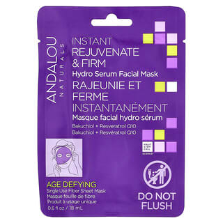 أندالو ناتورالز‏, Instant Rejuvenate & Firm ، قناع المصل المائي التجميلي للوجه ، ورقة ألياف واحدة ، 0.6 أونصة سائلة (18 مل)