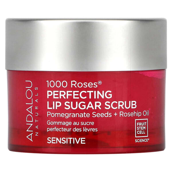 Andalou Naturals, 1000 Roses（1000ローズ）、パーフェクティング リップ シュガー スクラブ、敏感肌用、14.2g（0.5オンス）