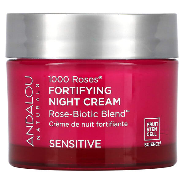 Andalou Naturals, 1000 Roses, Fortifying Night Cream, Sensitive, 1.7 oz (50 g)