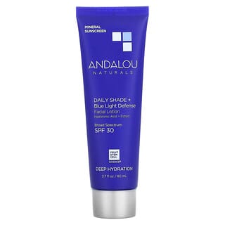 Andalou Naturals, Daily Shade + лосьон для лица, защита от синего света, SPF 30, глубокое увлажнение, 80 мл (2,7 жидк. Унции)