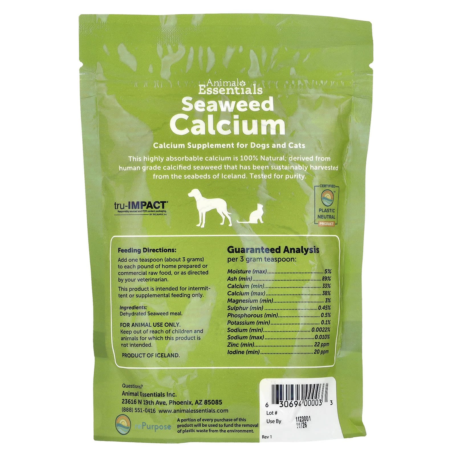 Animal Essentials, Seaweed Calcium, For Dogs + Cats, 12 oz (340 g)