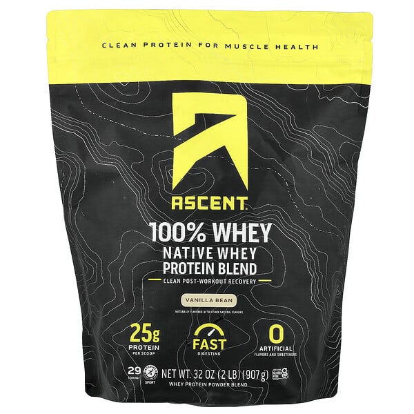 Ascent, Native Whey Protein Blend, Vanilla Bean, 2 lb (907 g)