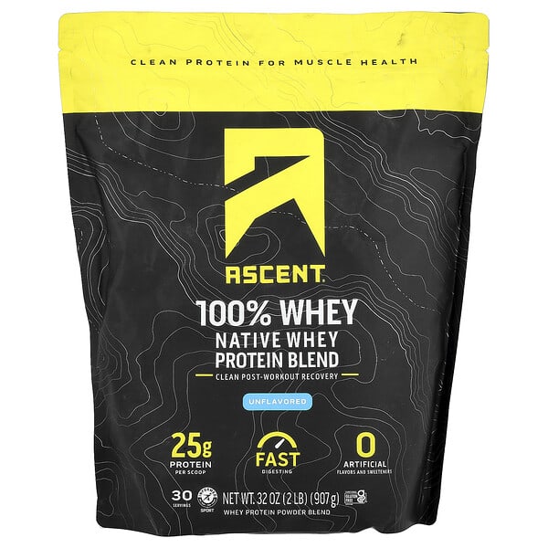 Ascent, Native Whey Protein Blend, Unflavored, 2 lb (907 g)