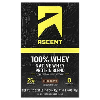 Ascent, Native Whey Protein Blend, Chocolate, 15 Packets, 1.16 oz (33 g) Each
