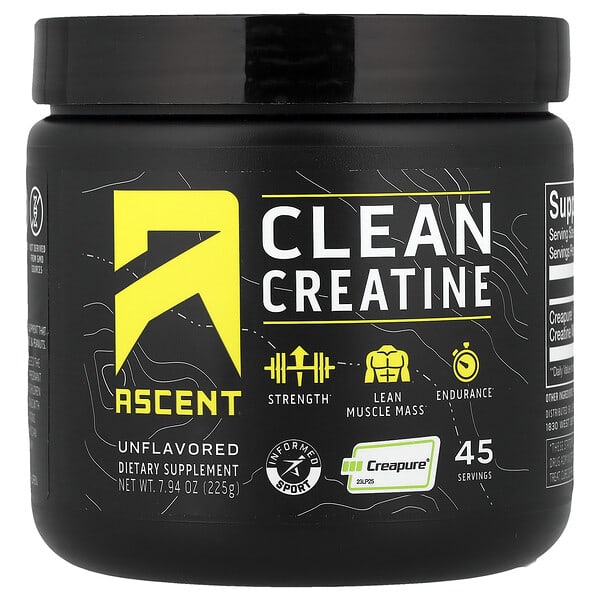 Ascent, Clean Creatine, Unflavored, 7.94 oz (225 g) — product photo 1