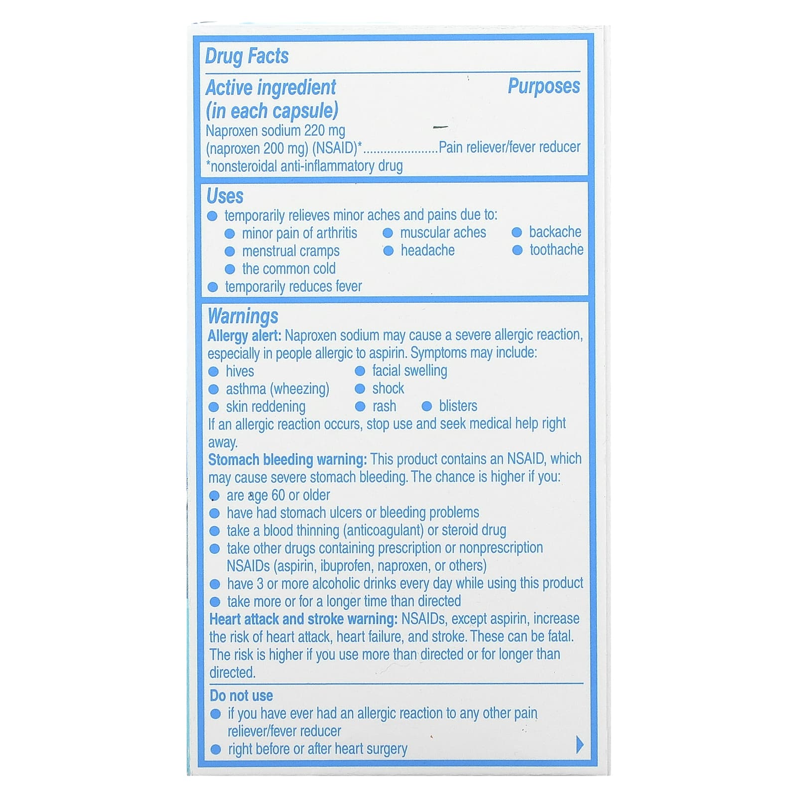Aleve, Naproxen Sodium Capsules, Liquid Gels, 220 mg, 50 Capsules