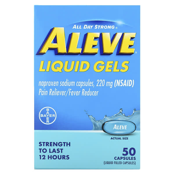 Aleve, Cápsulas de naproxeno sódico, Geles líquidos, 220 mg, 50 cápsulas