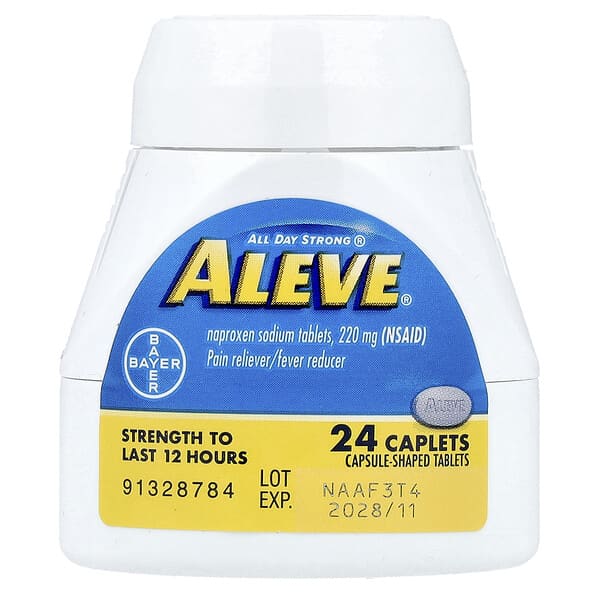 Aleve, Naproxen Sodium Tablets, 220 mg, 24 Caplets