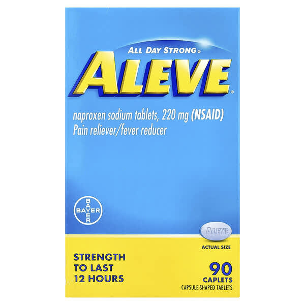 Aleve, Naproxen Sodium Tablets, 220 mg, 90 Caplets