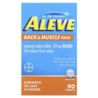 Aleve, Напроксен натрия в таблетках, боль в спине и мышцах, 220 мг, 90 таблеток