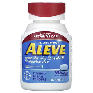 Aleve, Naproxen Sodium Tablets, Easy Open Arthritis Cap, Naproxen-Natriumtabletten, leicht zu öffnende Arthritis-Kapsel, 220 mg, 90 Kapseln