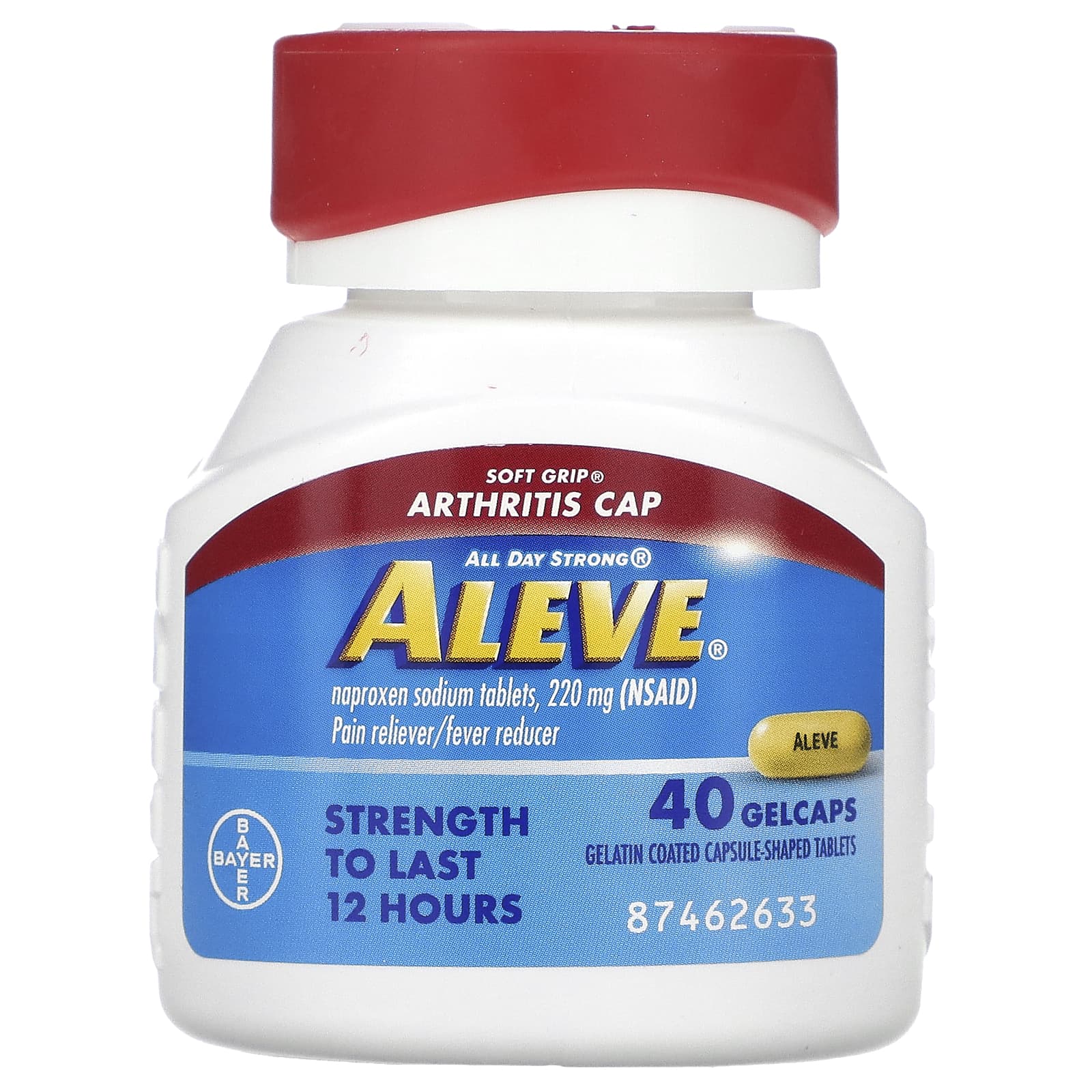 Aleve, Naproxen Sodium Tablets, 220 Mg, 40 Gelcaps