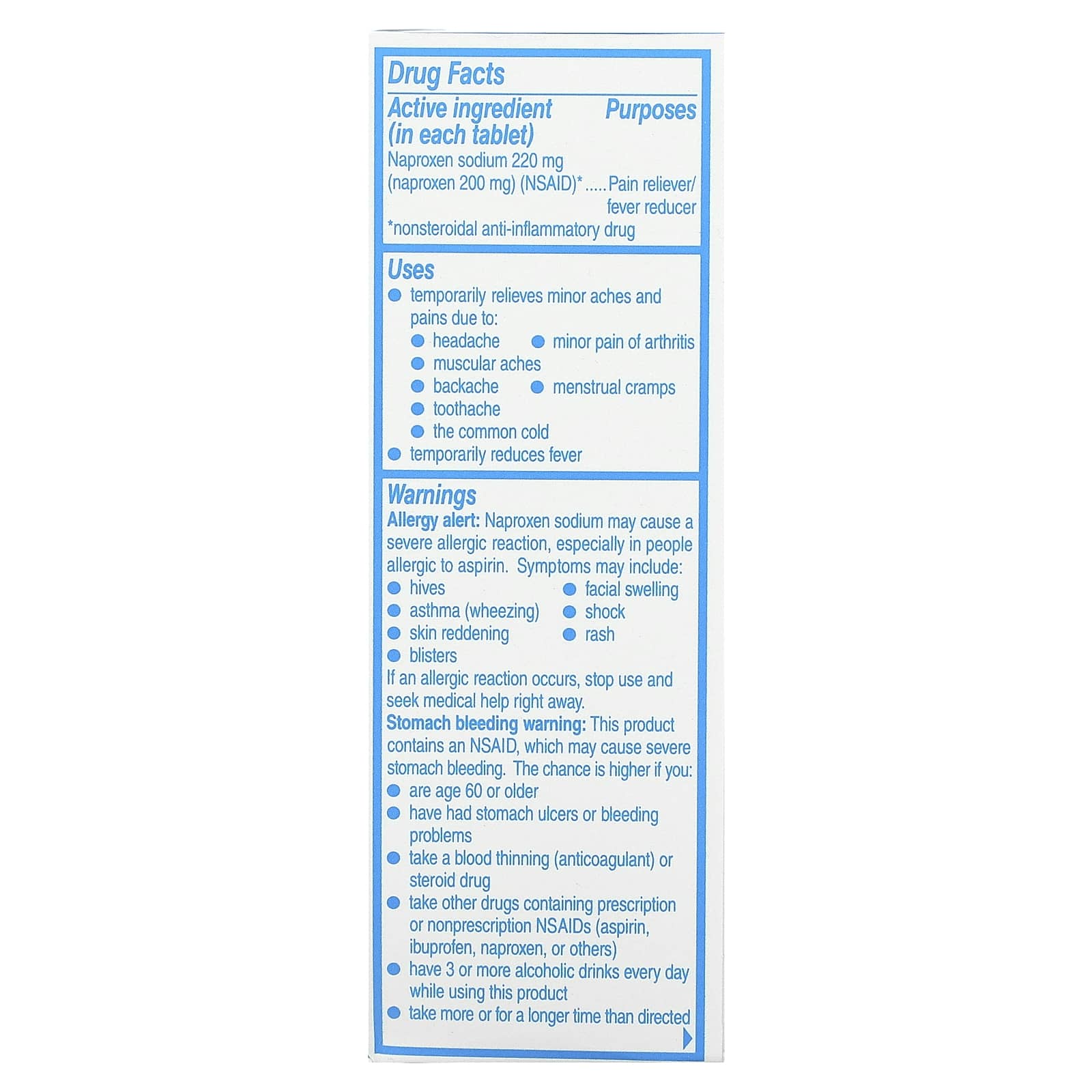 Aleve, Naproxen Sodium Tablets, Headache Pain, 220 mg, 90 Tablets