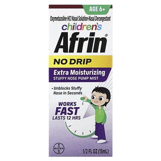 Afrin, Children's, No Drip Extra Moisturizing Stuffy Nose Pump Mist, Age 6+, 1.2 fl oz (15 ml)