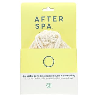 AfterSpa, Reusable Cotton Make Up Removers + Laundry Bag, wiederverwendbare Make-Up-Entferner-Pads aus Baumwolle + Wäschenetz, 6-teiliges Set