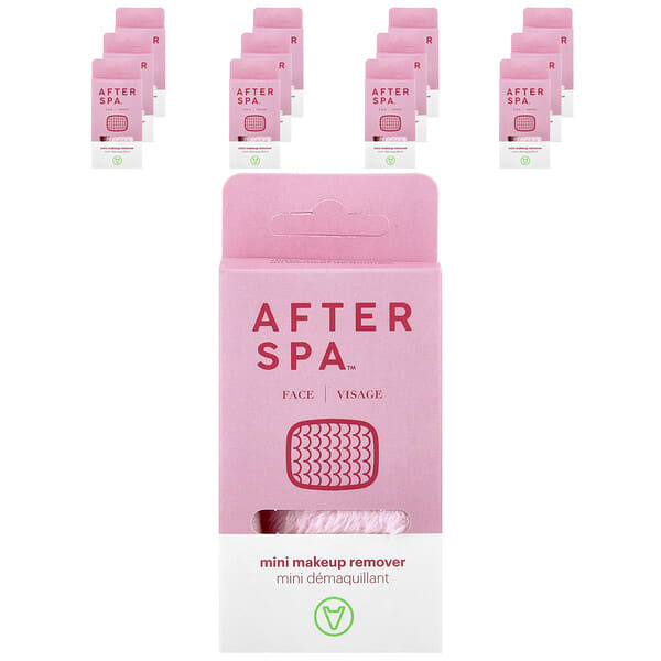 AfterSpa, Mini Makeup Remover, Pink, 12 Cloth