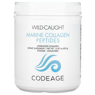 Codeage, Wild-Caught, Marine Collagen Peptides Powder, Hydrolyzed Collagen, Unflavored, 15.87 oz (450 g)