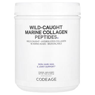 Codeage, Порошок из пептидов морского коллагена из дикой природы, без добавок, 450 г (15,87 унции)
