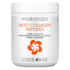 Codeage, Hydrolyzed, Multi Collagen Peptides, Hydrolysierte Multi-Kollagenpeptide, mit 5 Kollagentypen I, II, III, V und X, in Pulverform, geschmackneutral, 567 g (20 oz.)