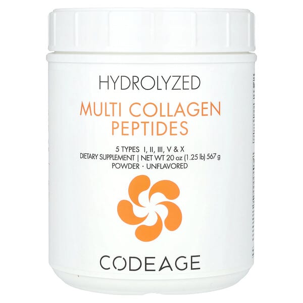 Codeage, 水解多膠原蛋白肽，I、II、III、V、X 型等 5 種類型，粉末，原味，1.25 lb（567 克）