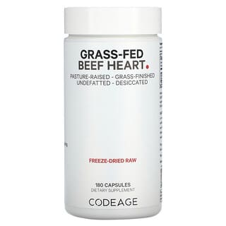 Codeage, Grass-Fed , Beef Heart, Pasture Raised, 180 Capsules