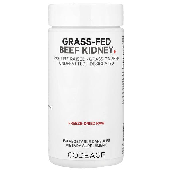 Codeage, Grass-Fed Beef Kidney, Pasture Raised, 180 Capsules (500 mg per Capsule)