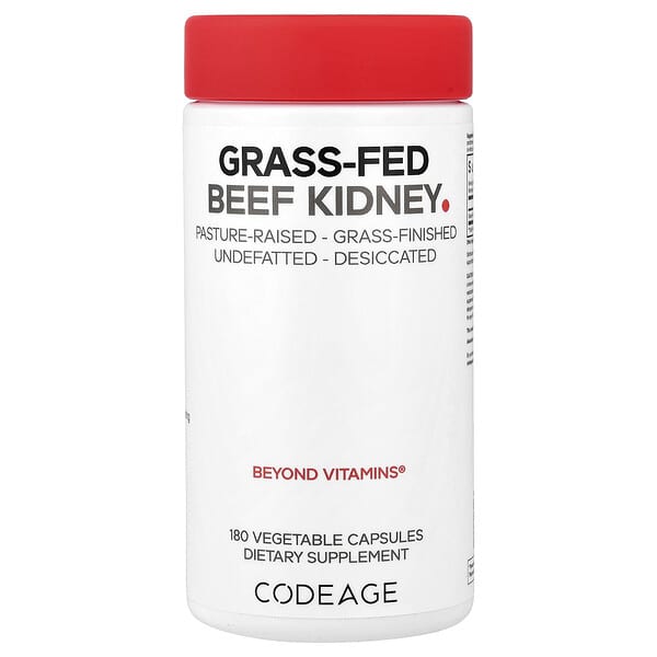 Codeage, Rene di manzo nutrito d'erba, 180 capsule vegetali (500 mg per capsula)