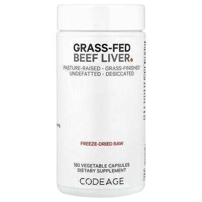 Codeage, Grass-Fed Beef Liver, 500 mg, 180 Capsules