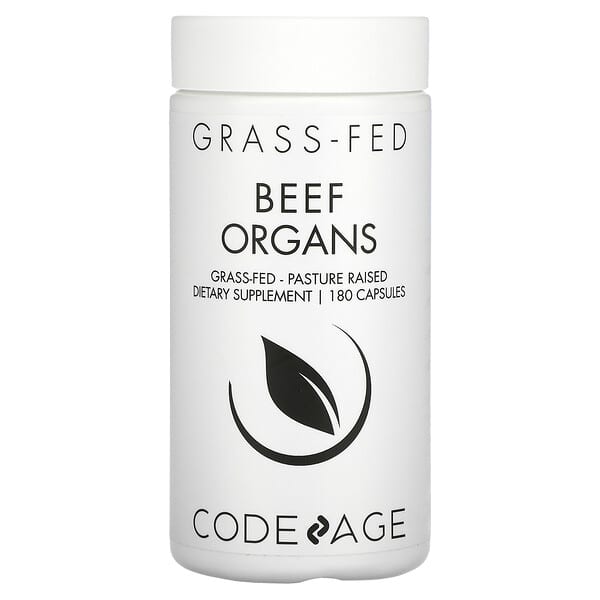 Codeage‏, Grass-Fed Beef Organs, Pasture-Raised, 180 Capsules