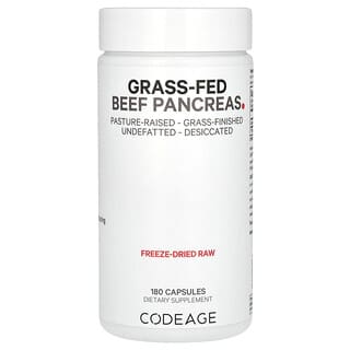 Codeage, Páncreas de res, Producto proveniente de animales alimentados y criados con pasturas, 180 cápsulas