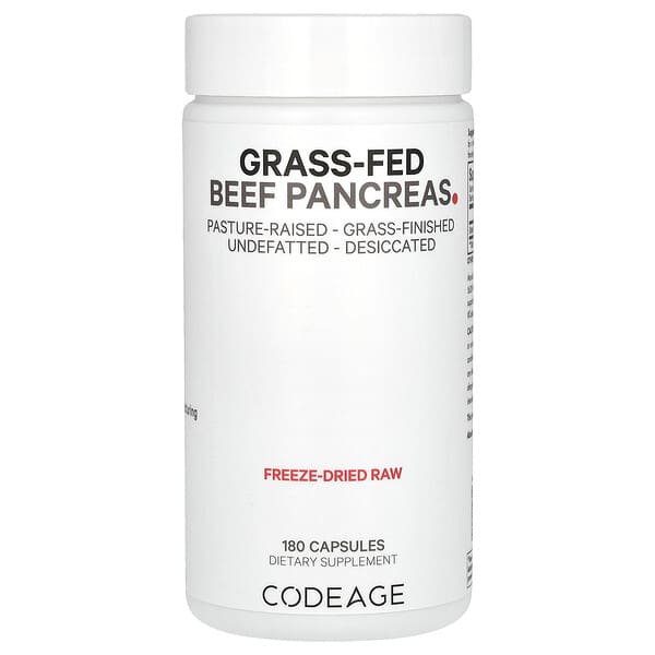 Grass-Fed Beef Pancreas, 180 Capsules (500 mg per Capsule)
