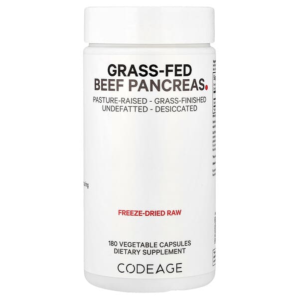 Codeage, Grass-Fed Beef Pancreas, 180 Vegetable Capsules (500 mg per Capsule)
