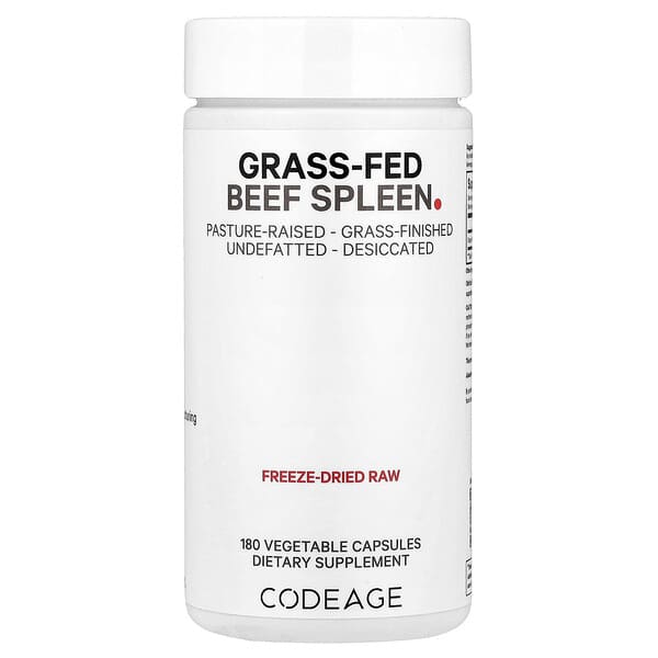 Grass-Fed Beef Spleen, 180 Vegetable Capsules (500 mg per Capsule)