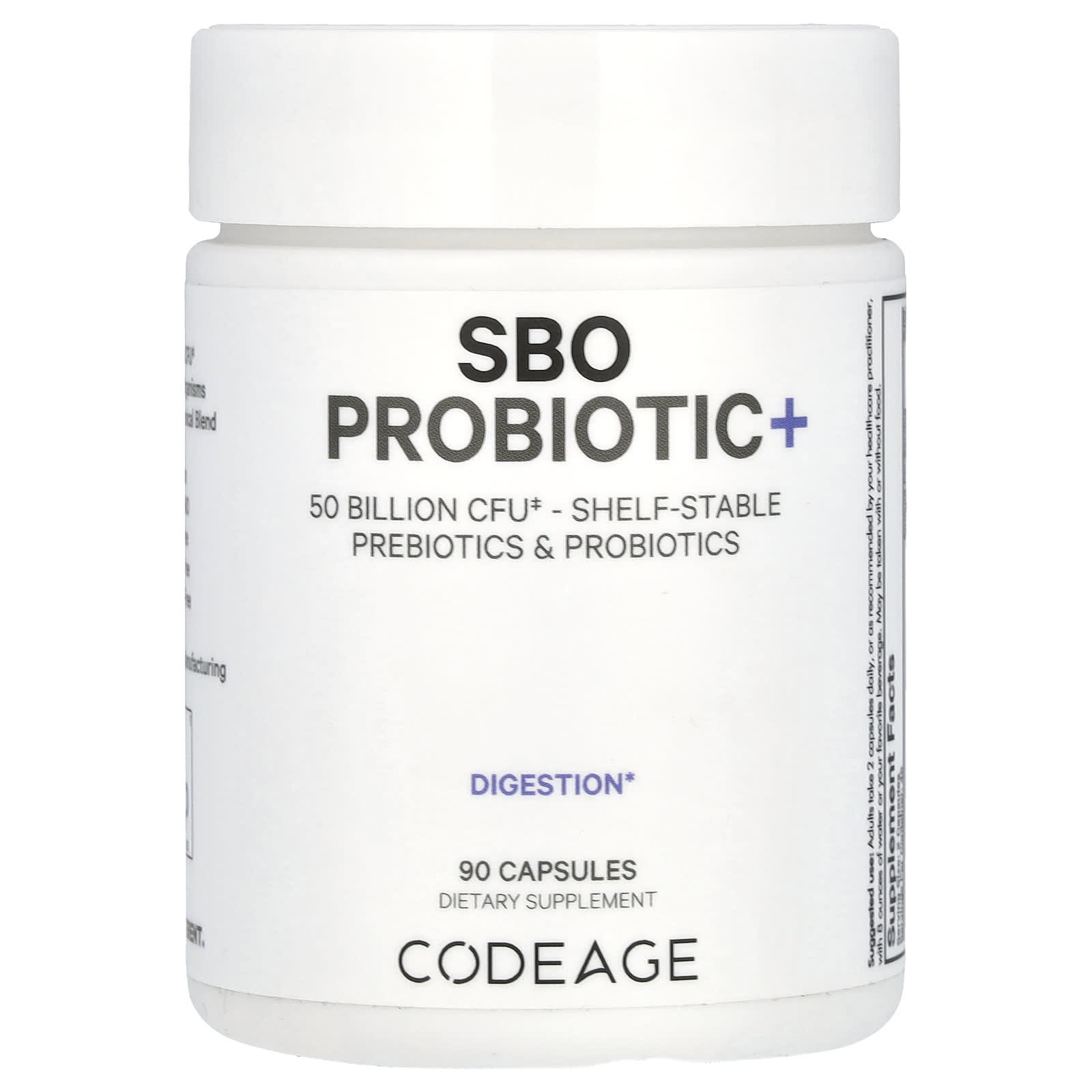 Codeage, Digestión, SBO Probiotic +, 50.000 Millones De UFC, 90 Cápsulas