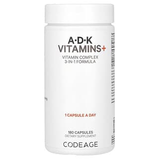 Codeage, A, D, K Vitamins+, Vitamine A, D, K, 180 Kapseln
