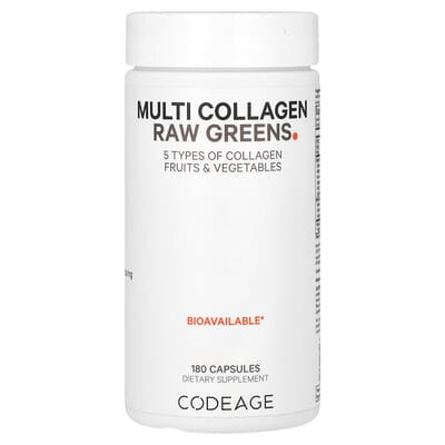 Codeage, Multi-Collagen Raw Greens, 180 Capsules