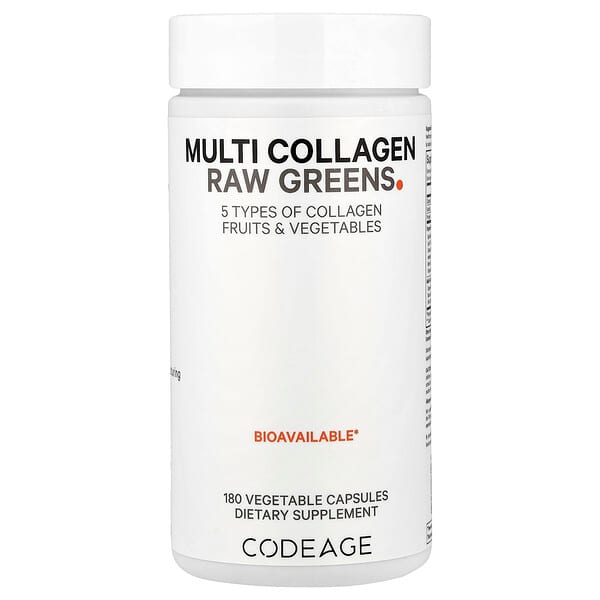 Codeage, Colágeno múltiple de verduras crudas, 180 cápsulas
