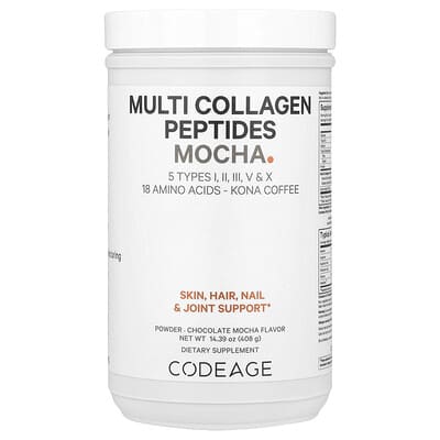 Codeage, Multi Collagen Peptides Powder, Chocolate Mocha, 14.39 oz (408 g)