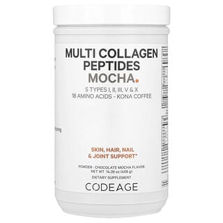 Codeage, Moca en polvo con múltiples péptidos de colágeno, Chocolate y moca, 408 g (14,39 oz)