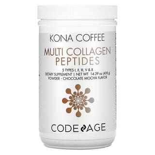 Codeage, Kona Coffee, Multi Collagen Peptides, 5 Types I, II, III, V, X, Chocolate Mocha, 14.39 oz (408 g)