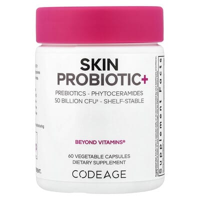 Codeage, Skin Probiotic+, 50 Billion CFU, 60 Capsules